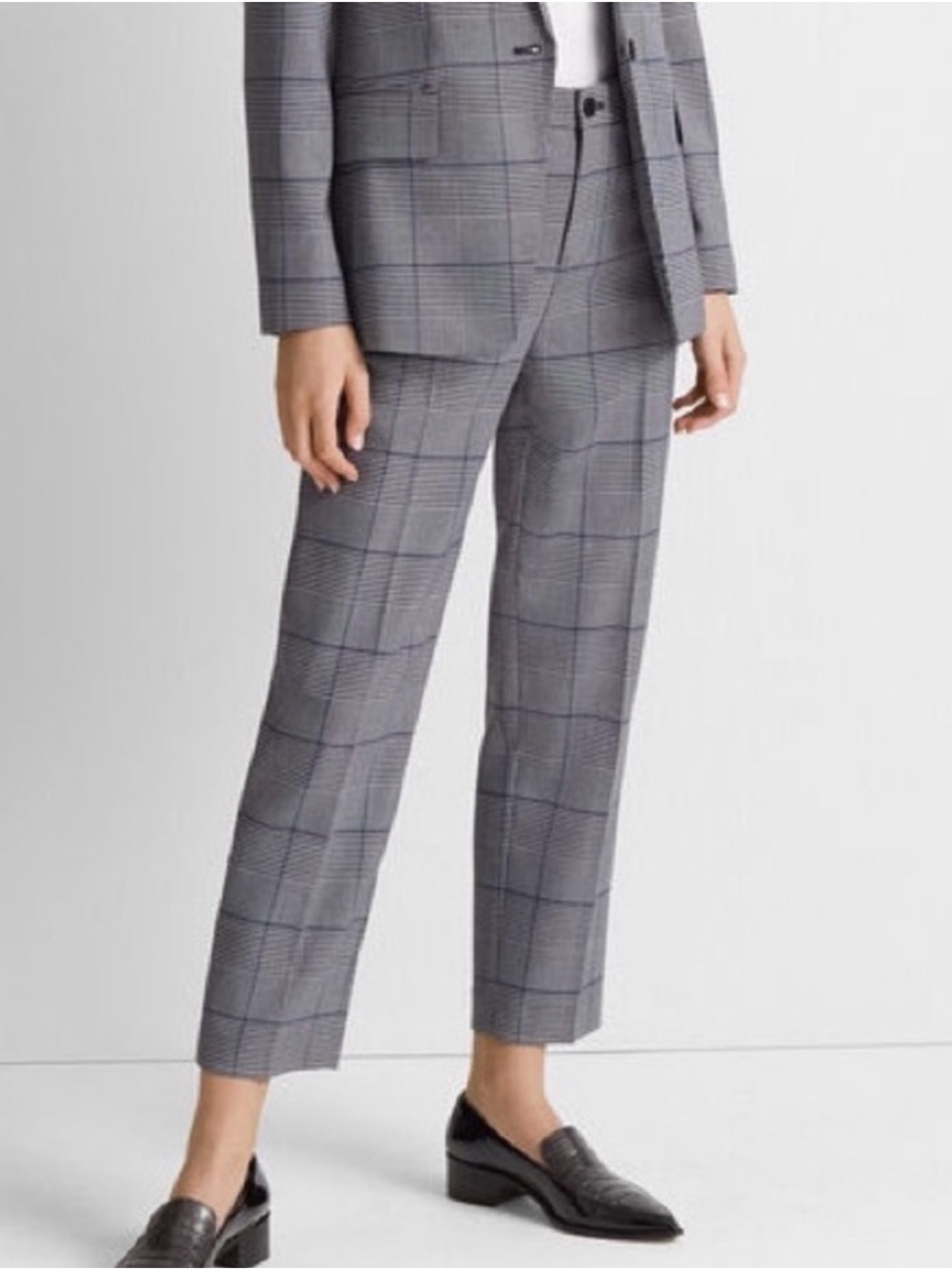 NEW $198 Club Monaco Borrem Houndstooth Suit Trouser Pant Gray Size 6 Straight